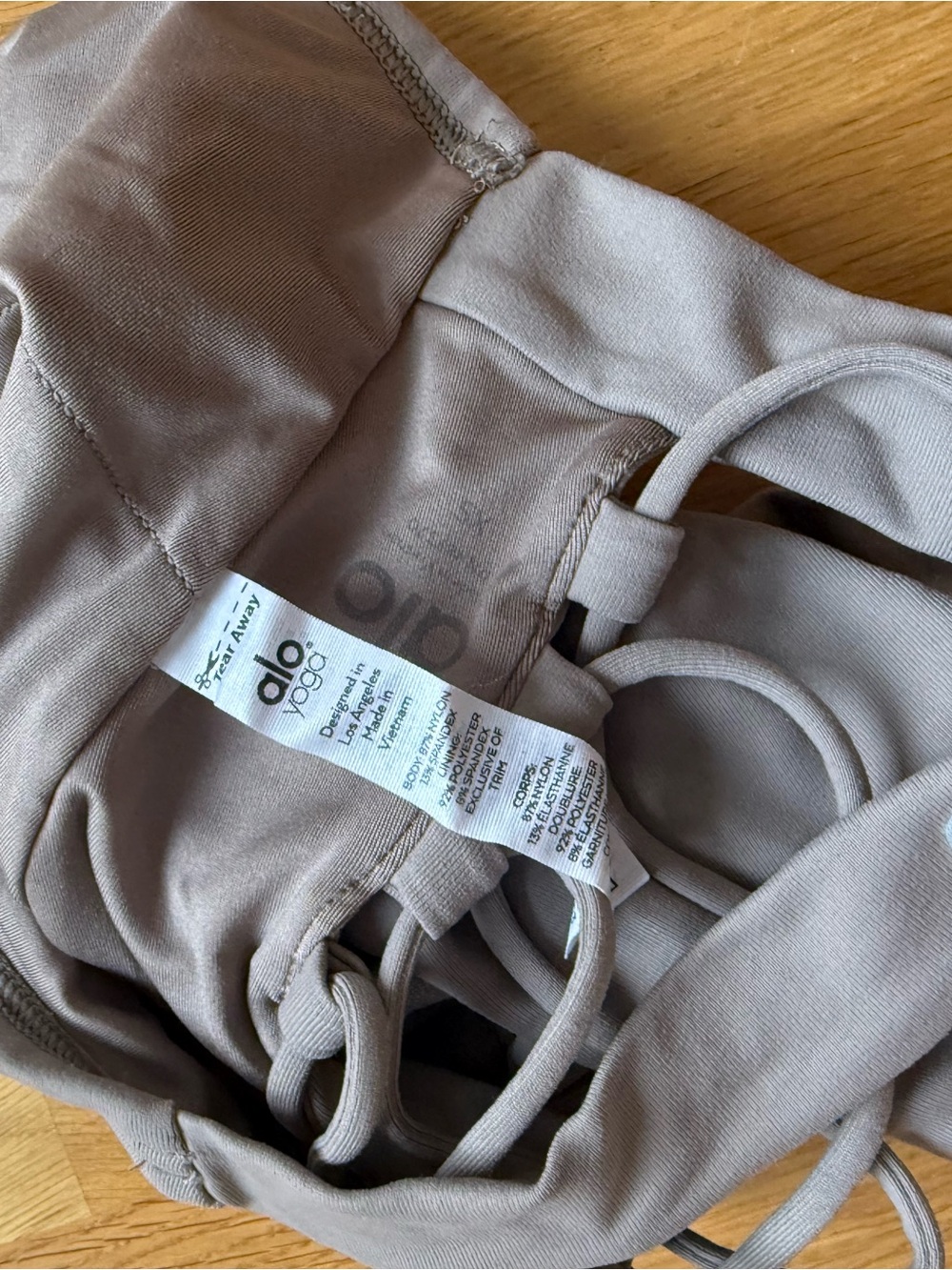 ALO Yoga Taupe Strappy Sports Bra with back detail - Picture 3 of 3